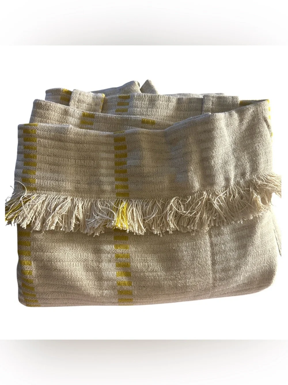 Anthropologie Pieced Striped Cotton Blend Woven Curtain 1 Panel